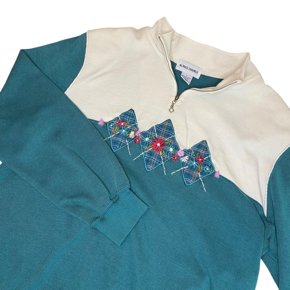 Vintage Alfred Dunner Sweater Women’s L Floral Grandma Collar Cottagecore 90s